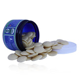 Certified Organic Raw Cocoa Butter - Deodorized Wafer Chips in blue jar