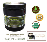 Smooth Silky Raw Unrefined - Premium African Shea Butter- Certified Organic Large JAR 17.5 oz- Perfect Body Harmony Brand- The Best Premium Shea Butter