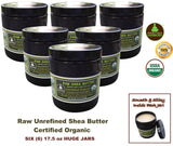 Certified Organic African Raw Shea Nut Butter - 17.5 oz Extra Large Amber Jars