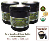 Certified Organic African Raw Shea Nut Butter - 17.5 oz Extra Large Amber Jars