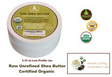 Certified Organic Raw Unrefined Shea Nut Butter - Silky & Smooth 3.75 oz Low Profile Jars