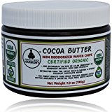 Certified Organic Raw Cocoa Butter - Non Deodorized Wafer Chip in jar